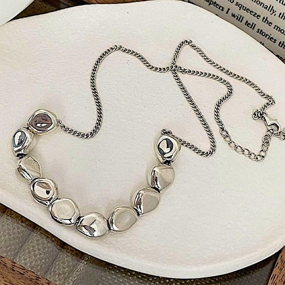 Sterling Silver Irregular Beaded Necklace - Picture 7 of 12